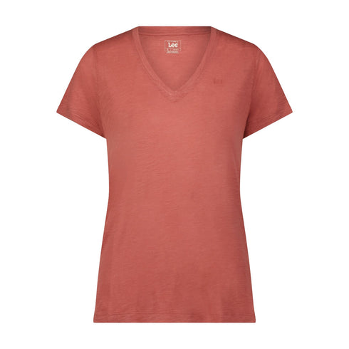 Lee Women's V-Neck T-Shirt in Cinnamon